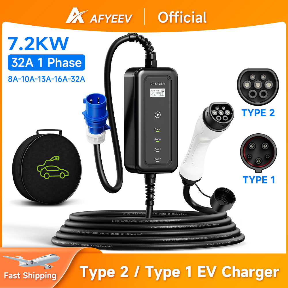 Portable Ev Charger 32A Type 2 Cee Plug - AFYEEV-Chargeur EV portable pour véhicule électrique,