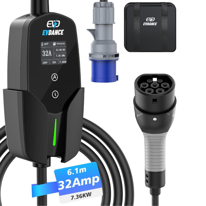 EVDANCE-Chargeur de voiture él - Portable Ev Charger 32A Type 2 Cee Plug avis et prix