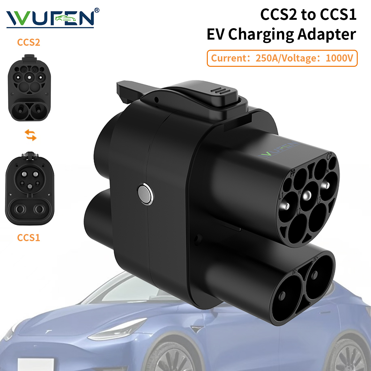 WUFEN CCS2 à CCS1 adaptateur A - Ccs2 To Ccs1 Fast Charge Adapter 250Kw avis et prix