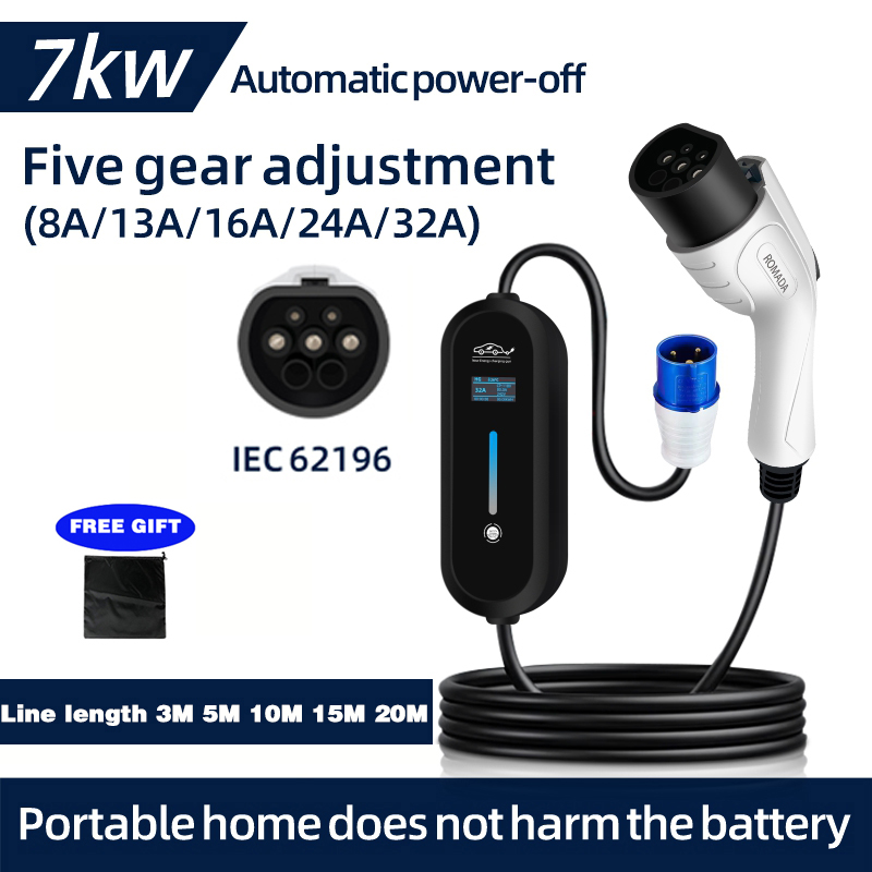 ROMADA 7KW 32A EV chargeur Por - Portable Ev Charger 32A Type 2 Cee Plug avis et prix